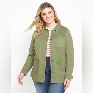Lane Bryant | Women's Casual Button Front Jacket Shacket Size 24 NWT Green